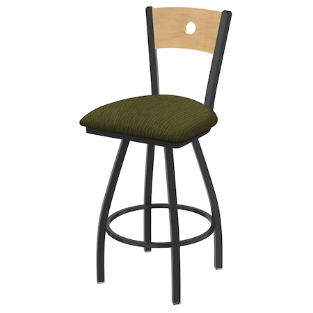 Holland Bar Stool Co 25" Swivel Counter Stool, Pewter Finish, Nat Back, Graph Parrot Seat X830